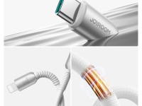 Cabo USB-C para Lightning Joyroom S-A51 Cutting-Edge Series de 30 W, 1,2 m - cinza claro Cabo USB-C para Lightning Joyroom S-A51 Cutting-Edge Series de 30 W, 1,2 m - cinza claro