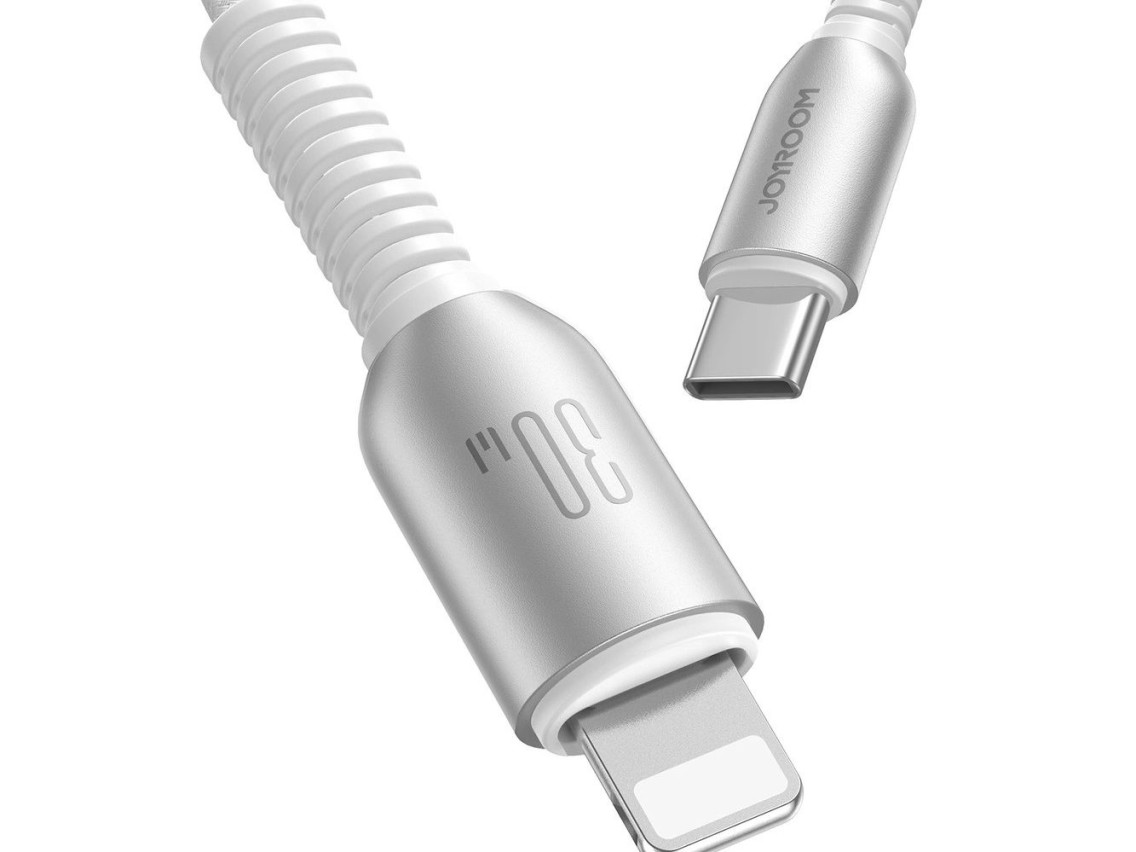 Cabo USB-C para Lightning Joyroom S-A51 Cutting-Edge Series de 30 W, 1,2 m - cinza claro