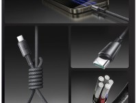 Joyroom S-A50 Unlimited Series 60W USB-C - Cabo USB-C com organizador magnético de 1,2 m - Cinza Joyroom S-A50 Unlimited Series 60W USB-C - Cabo USB-C com organizador magnético de 1,2 m - Cinza