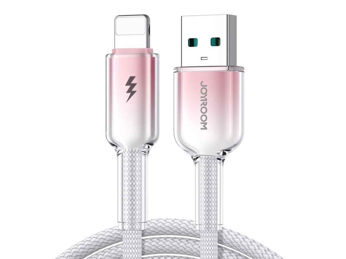 Cabo USB-A para Lightning Joyroom S-A42 Crystal-Clear Series 3A, 1,2 m - branco