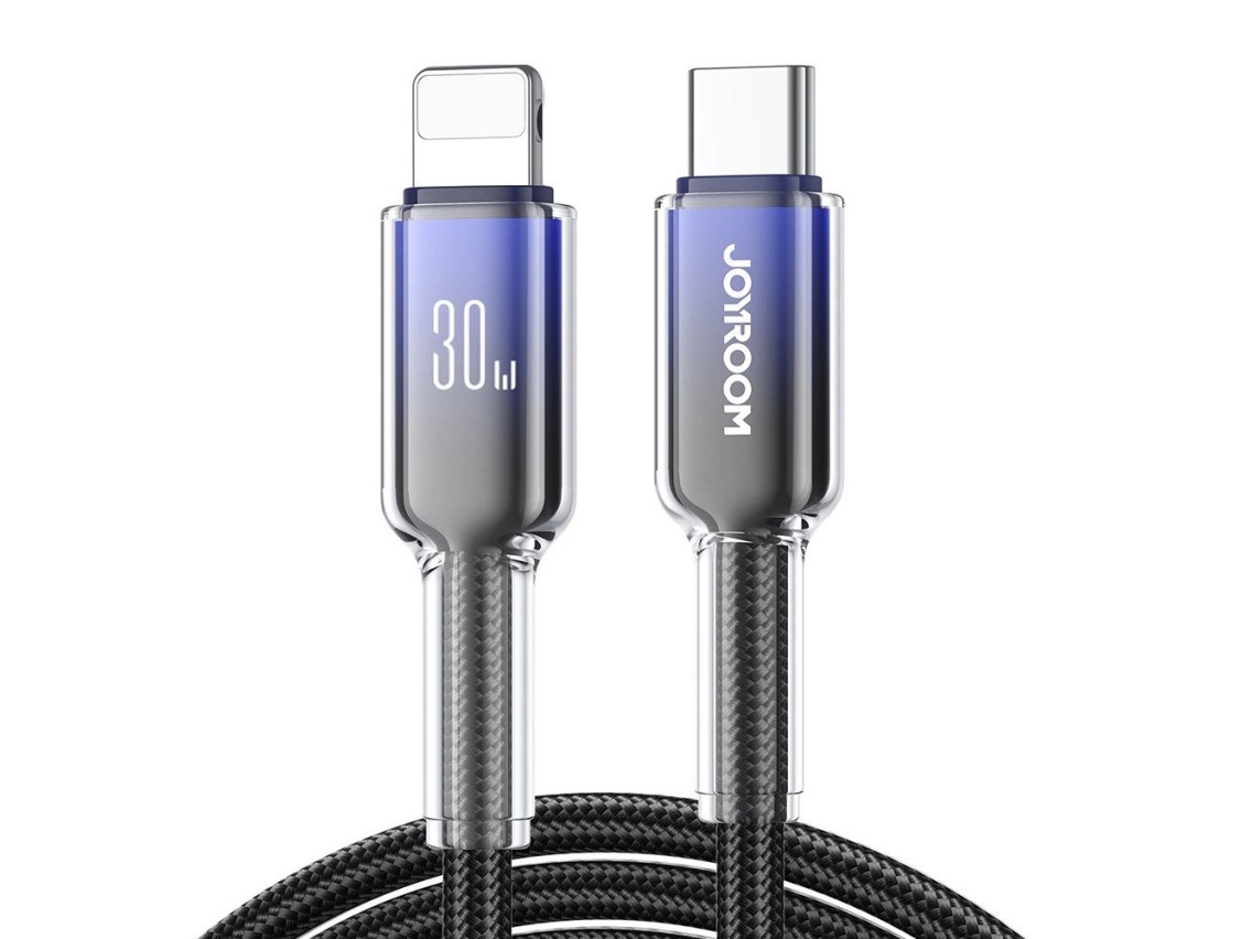 Joyroom S-A42 Crystal-Clear Series 30W USB-C - Lightning cable 1.2m - black