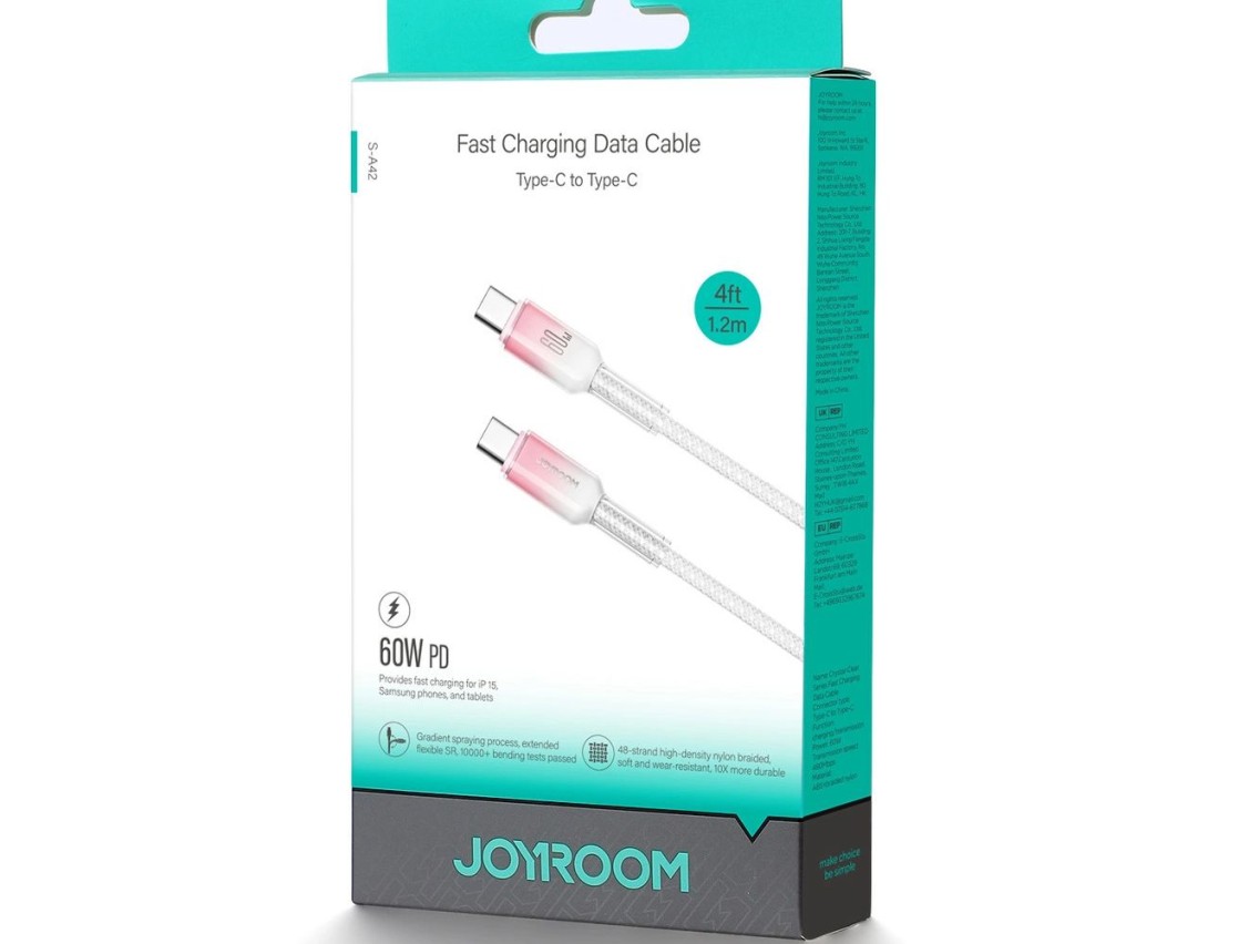 Joyroom S-A42 Crystal-Clear Series 60W USB-C - USB-C cable 1.2m - white