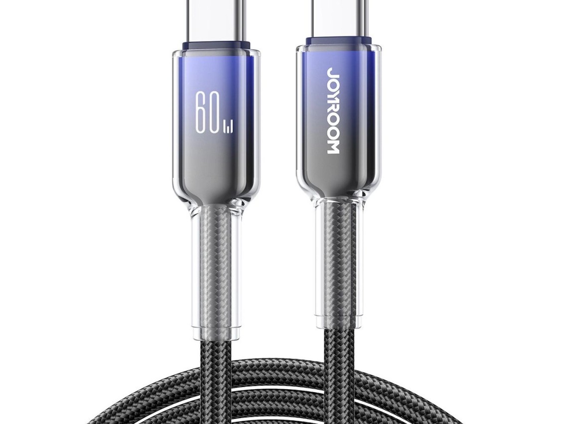Joyroom S-A42 Serie Cristal Transparente 60W USB-C - Cable USB-C de 1,2 m - negro