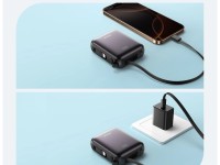 Joyroom JR-PBF27 Powerbank de 10000mAh e 22,5W com cabos USB-C e Lightning integrados - Preto
