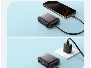 Joyroom JR-PBF27 10000mAh 22.5W Powerbank with Built-in USB-C and Lightning Cables - Black