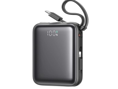 Joyroom JR-PBF27 10000mAh 22.5W Powerbank with Built-in USB-C and Lightning Cables - Black