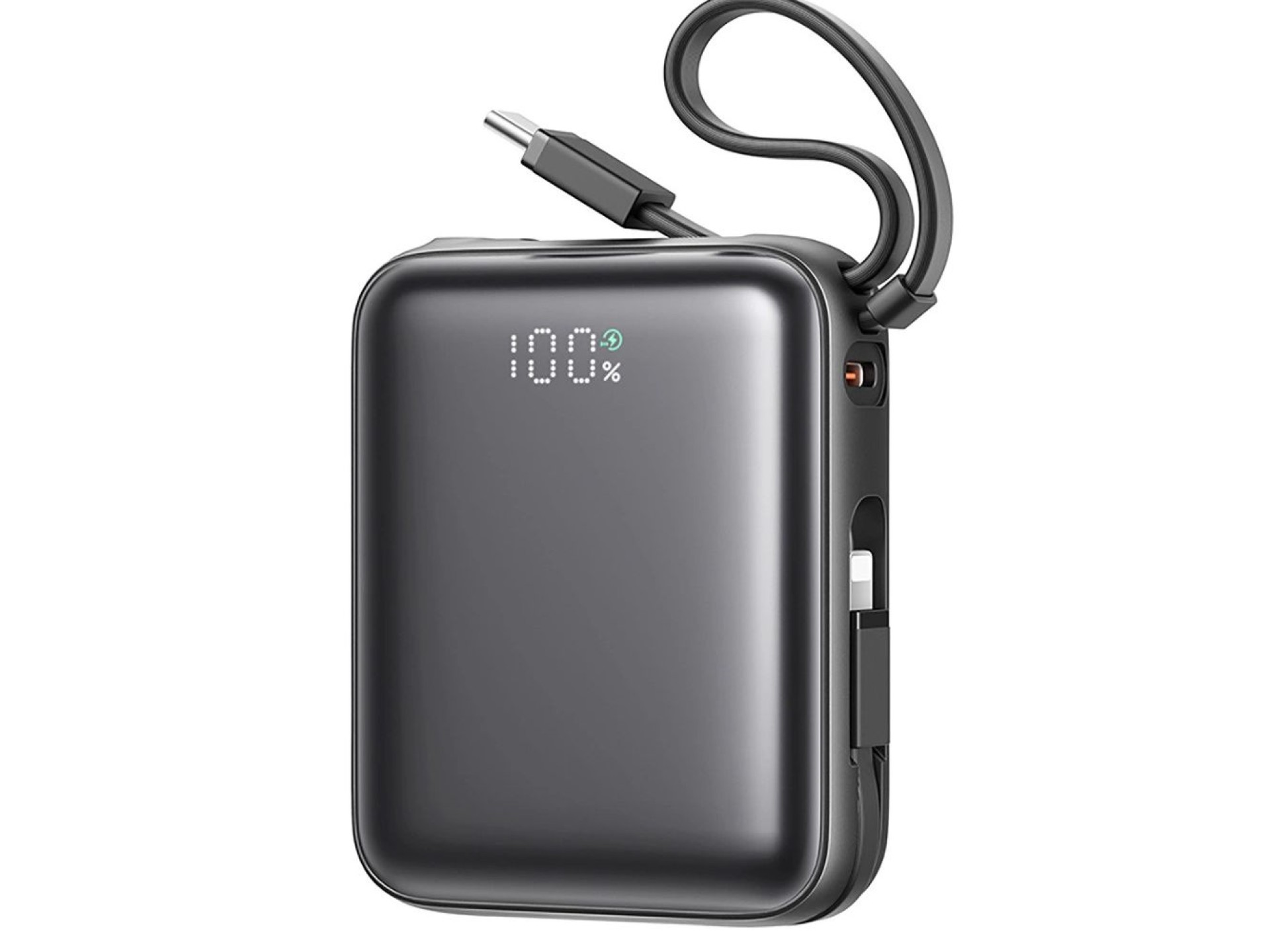 Joyroom JR-PBF27 Powerbank de 10000mAh e 22,5W com cabos USB-C e Lightning integrados - Preto