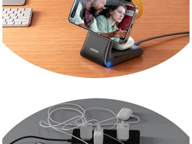 Cargador inalámbrico Joyroom JR-W15, estación de carga 3 en 1 con MagSafe - Negro Cargador inalámbrico Joyroom JR-W15, estación de carga 3 en 1 con MagSafe - Negro