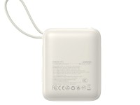 Joyroom JR-PBF27 Powerbank de 10000mAh e 22,5W com cabos USB-C e Lightning integrados - Branco