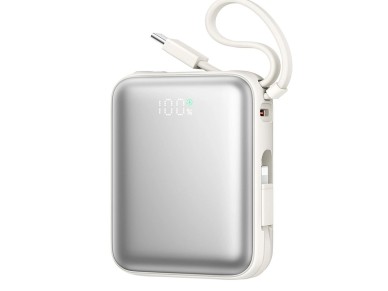 Joyroom JR-PBF27 10000mAh 22.5W Powerbank with Built-in USB-C and Lightning Cables - White
