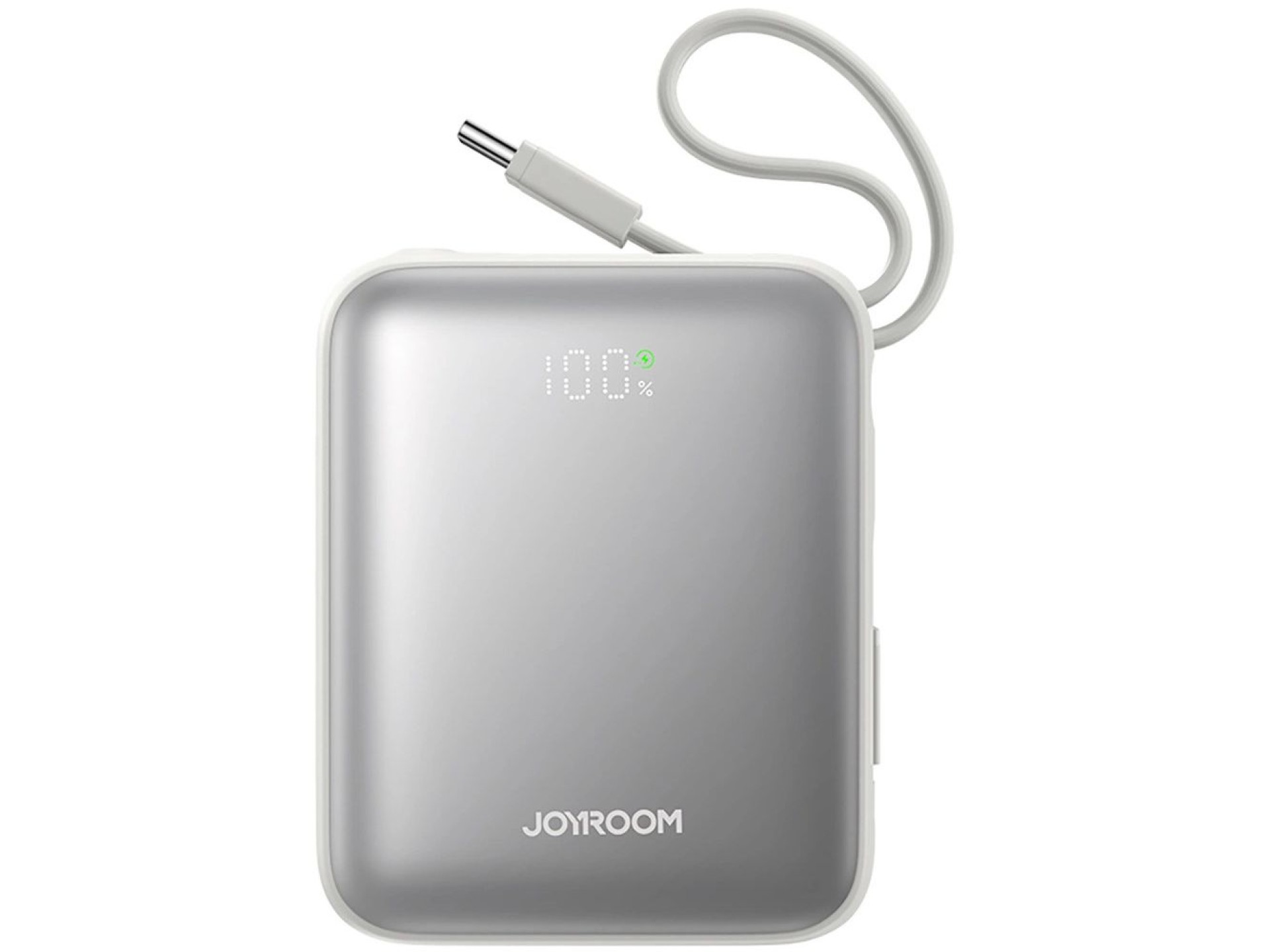 Joyroom JR-PBF27 Powerbank de 10000mAh e 22,5W com cabos USB-C e Lightning integrados - Branco