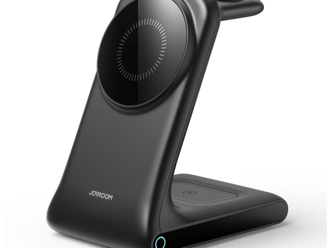 Cargador inalámbrico Joyroom JR-W15, estación de carga 3 en 1 con MagSafe - Negro