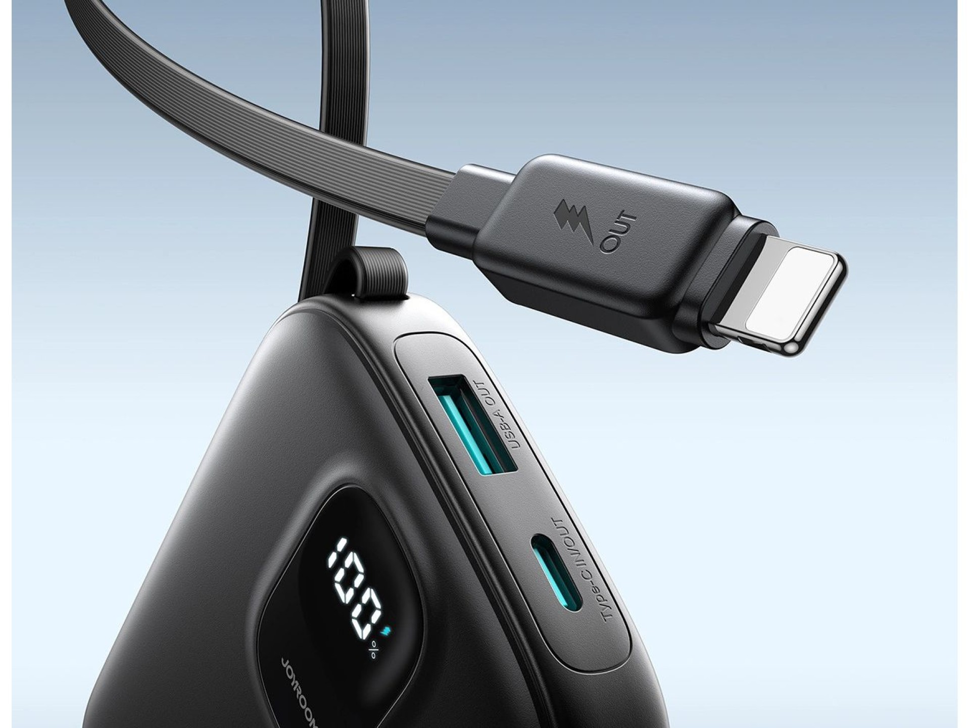 Batería externa Joyroom JR-PBF18 de 22,5 W y 10000 mAh con cable Lightning integrado + cable USB-C d