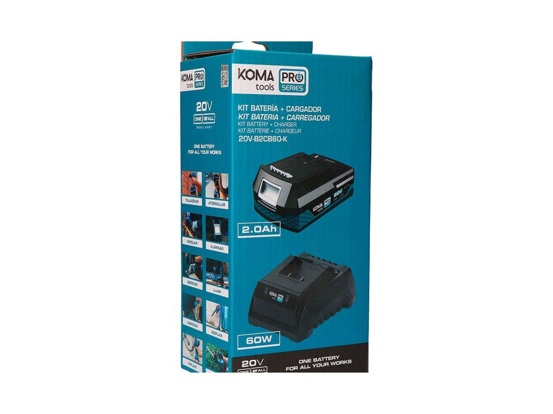 Li-ion battery pack 20 v 2.0 ah (08770) + charger 20 v 60 w (08772)