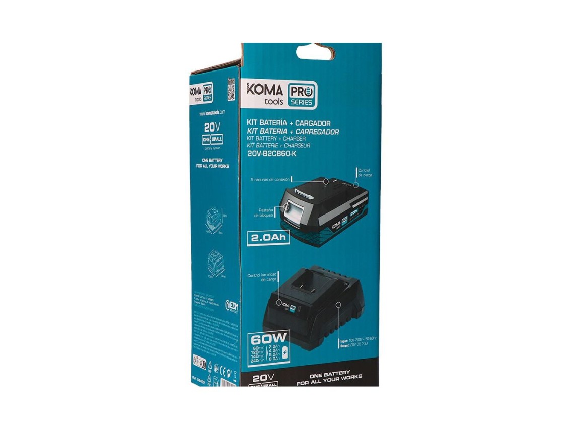 Li-ion battery pack 20 v 2.0 ah (08770) + charger 20 v 60 w (08772)