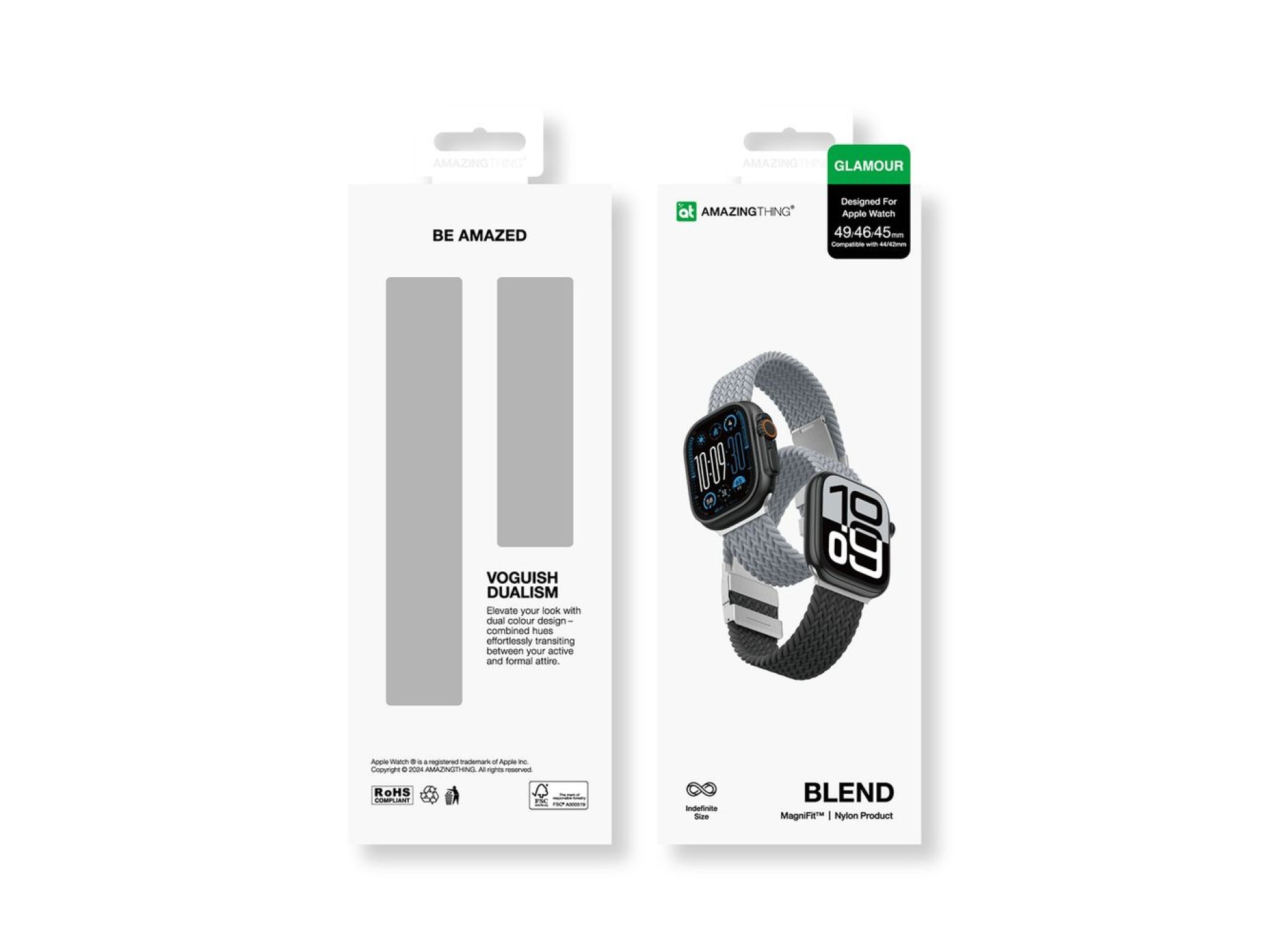 Juego de 2 correas AmazingThing Blend para Apple Watch de 45/46/49 mm - Gris-Negro/Gris
