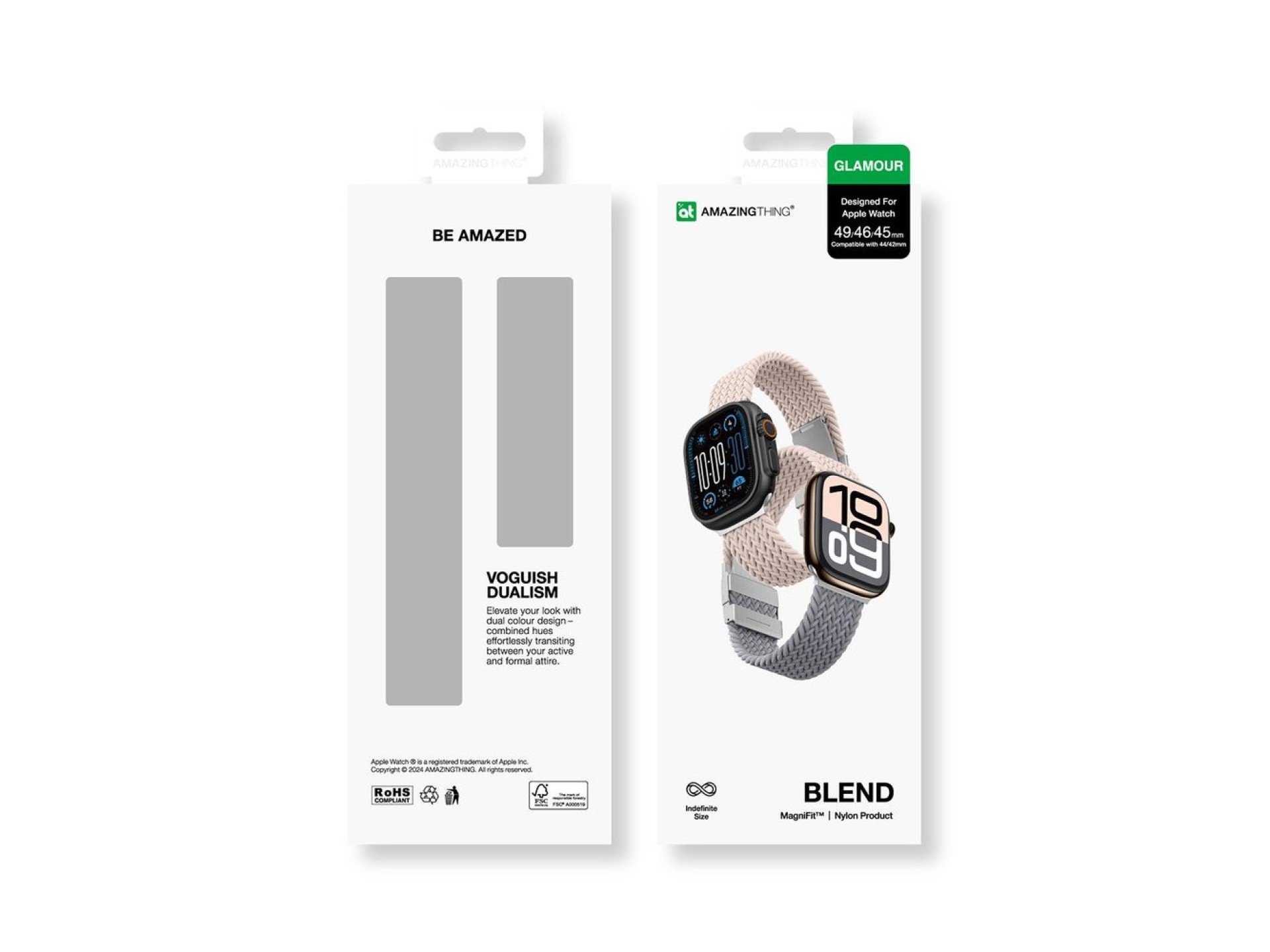 Conjunto de 2 pulseiras AmazingThing Blend para Apple Watch 45/46/49mm - Rosa-Cinza/Rosa