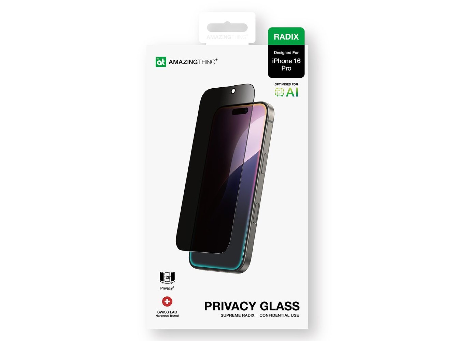 AmazingThing Radix Privacy Glass Privacy Tempered Glass for iPhone 16 Pro