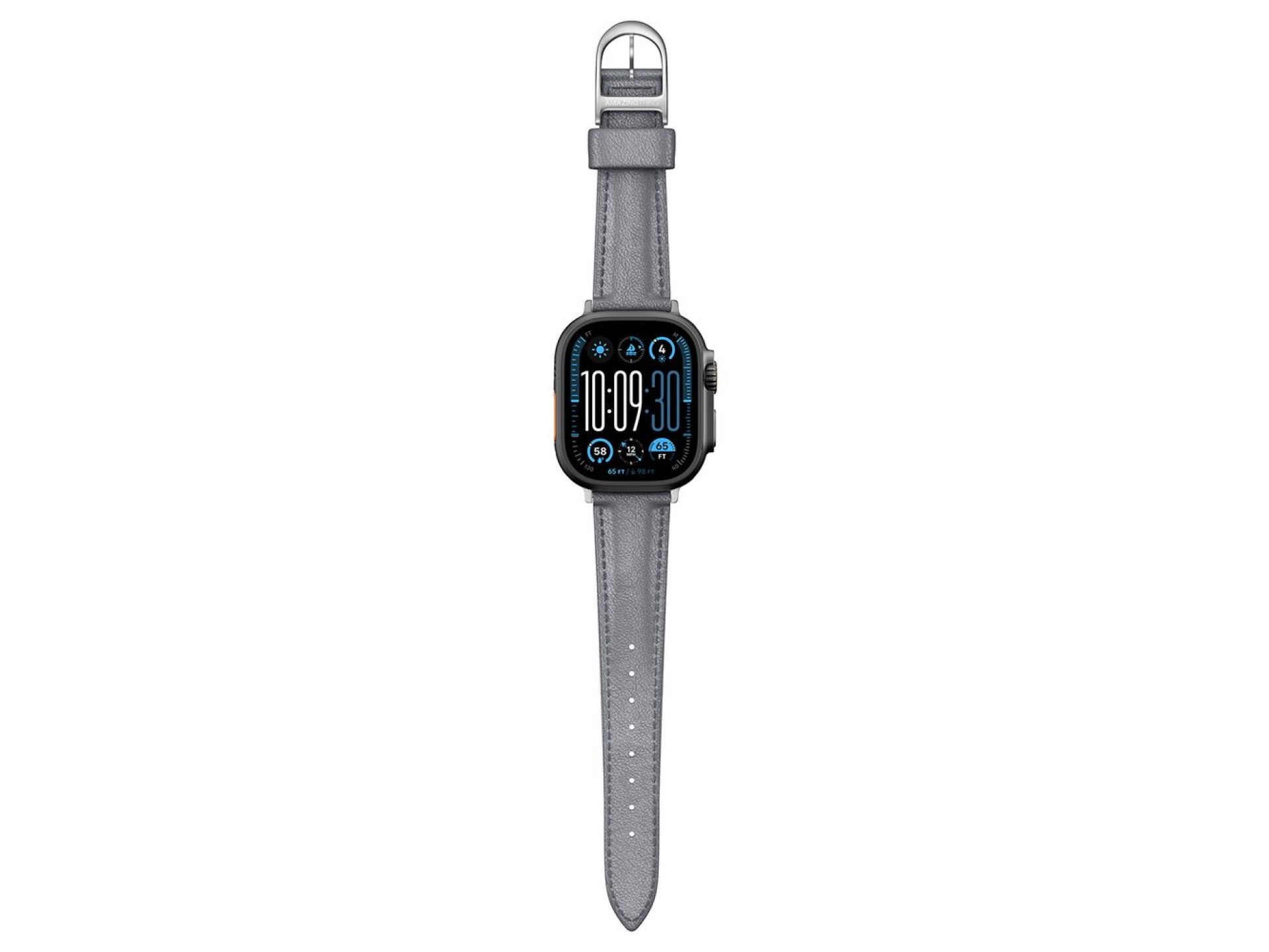 Correa de cuero AmazingThing Class Band para Apple Watch de 45/46/49 mm - Gris