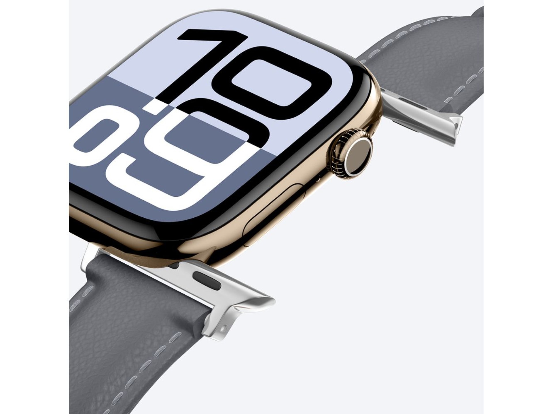 Correa de cuero AmazingThing Class Band para Apple Watch de 45/46/49 mm - Gris