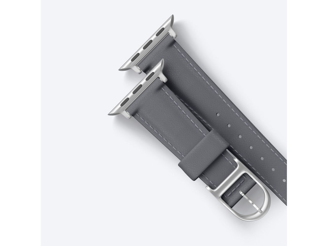 Correa de cuero AmazingThing Class Band para Apple Watch de 45/46/49 mm - Gris