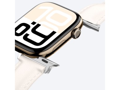AmazingThing Class Band Leather Strap for Apple Watch 45 / 46 / 49 mm - Light Beige AmazingThing Class Band Leather Strap for Apple Watch 45 / 46 / 49 mm - Light Beige