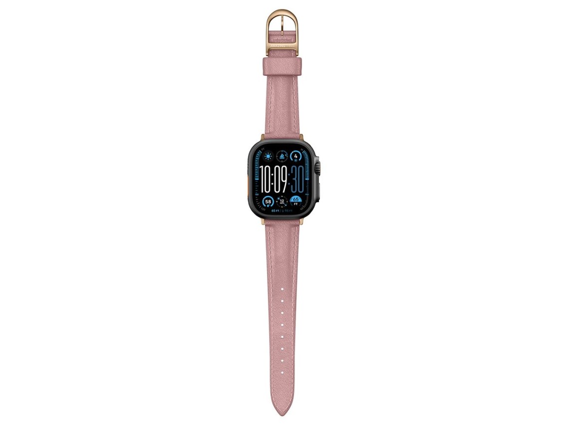 Pulseira de couro AmazingThing Class Band para Apple Watch 45/46/49 mm - Rosa
