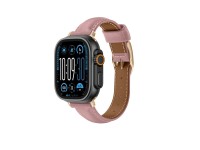Pulseira de couro AmazingThing Class Band para Apple Watch 45/46/49 mm - Rosa
