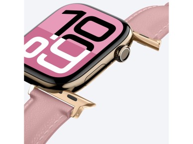 Pulseira de couro AmazingThing Class Band para Apple Watch 45/46/49 mm - Rosa