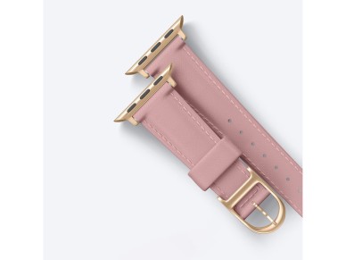 Pulseira de couro AmazingThing Class Band para Apple Watch 45/46/49 mm - Rosa