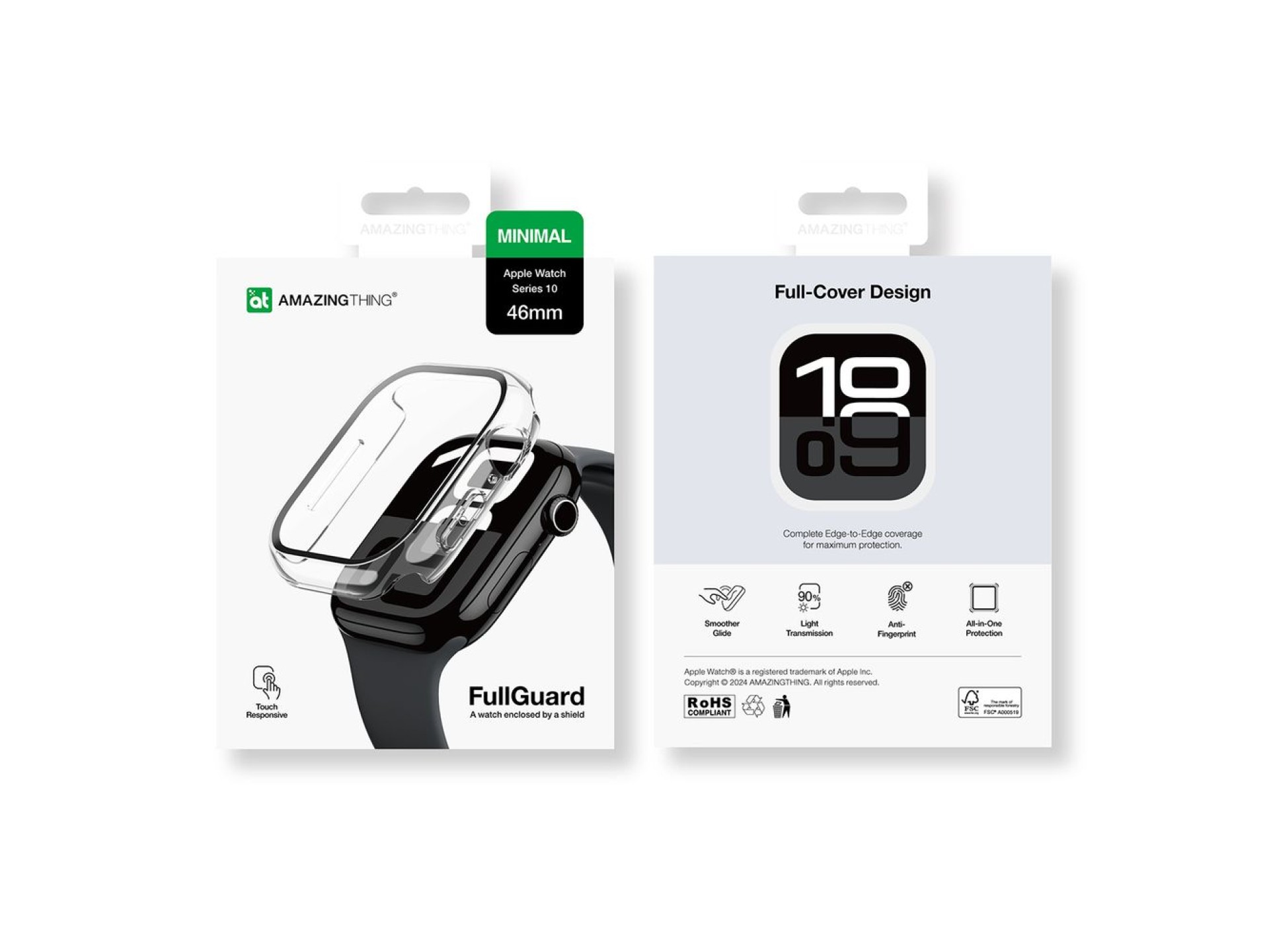 Capa de vidro AmazingThing Radix para Apple Watch 46mm - Transparente
