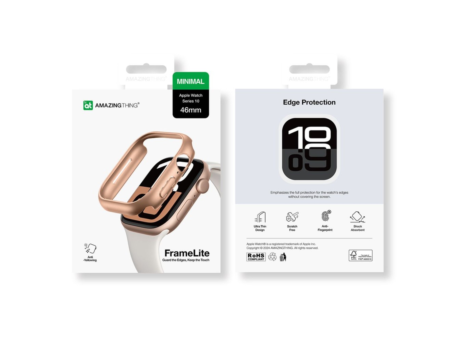 Funda minimalista AmazingThing para Apple Watch de 46 mm – Oro rosa