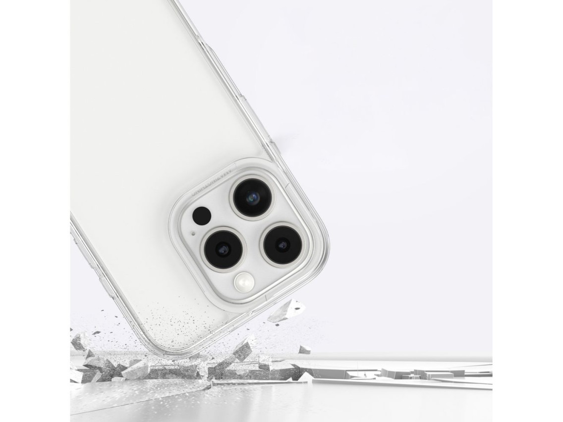 Capa minimalista AmazingThing para iPhone 16 Pro em silicone - Transparente