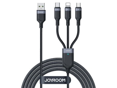 Cable Joyroom S-A18 3 en 1 3,5 A USB-A - Lightning + USB-C + MicroUSB de 1,2 m - negro Cable Joyroom S-A18 3 en 1 3,5 A USB-A - Lightning + USB-C + MicroUSB de 1,2 m - negro