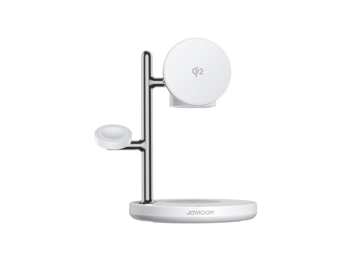 Cargador de escritorio Joyroom JR-W23 Qi2 4 en 1 con luz nocturna inductiva integrada - blanco