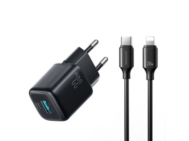Cargador de pared Joyroom JR-TG7 de 33 W con USB-A + USB-C y cable Lightning de 1 m (30 W) - color n