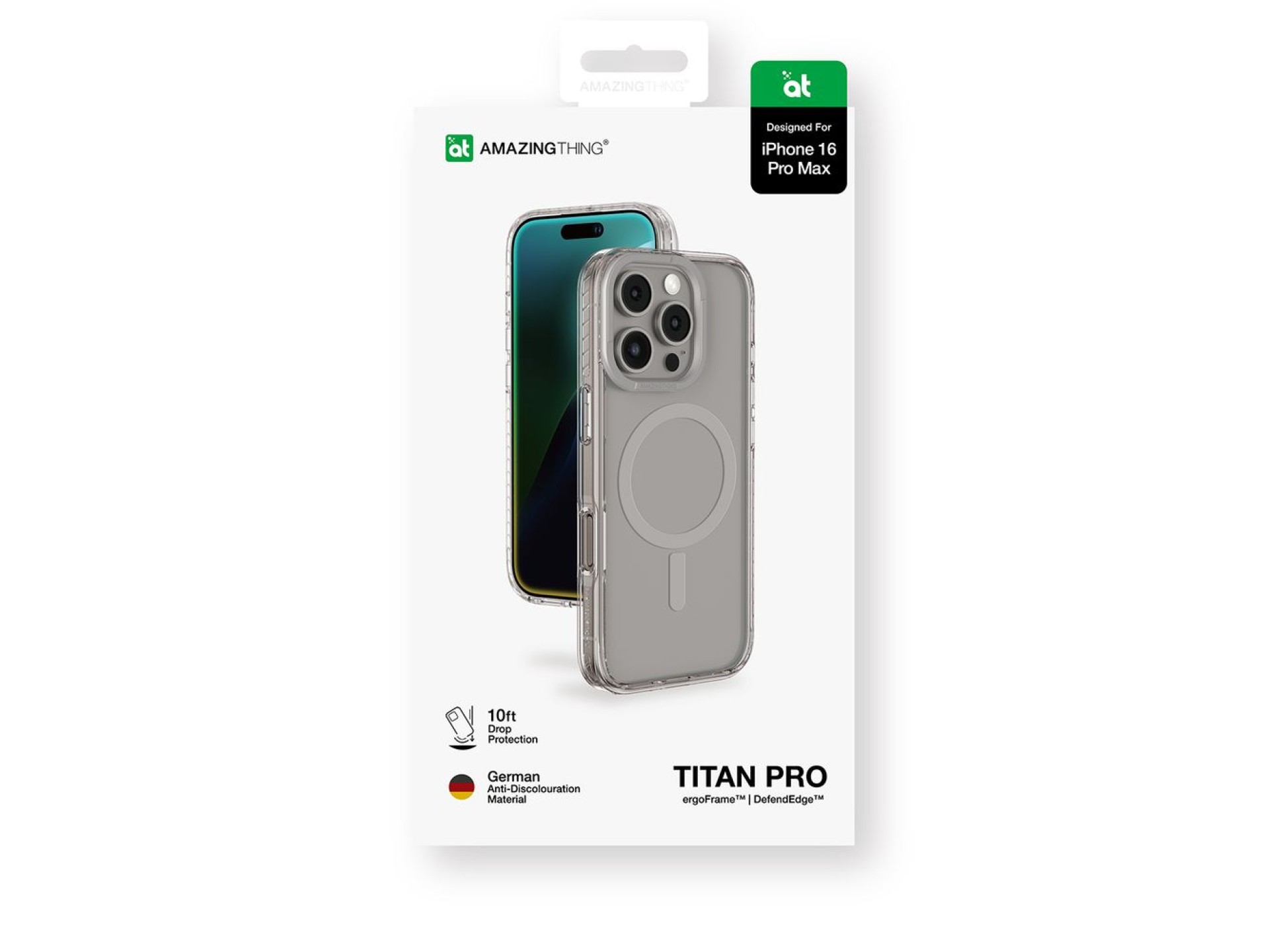 Funda AmazingThing Titan Pro Mag con anillo magnético para iPhone 16 Pro Max - Gris