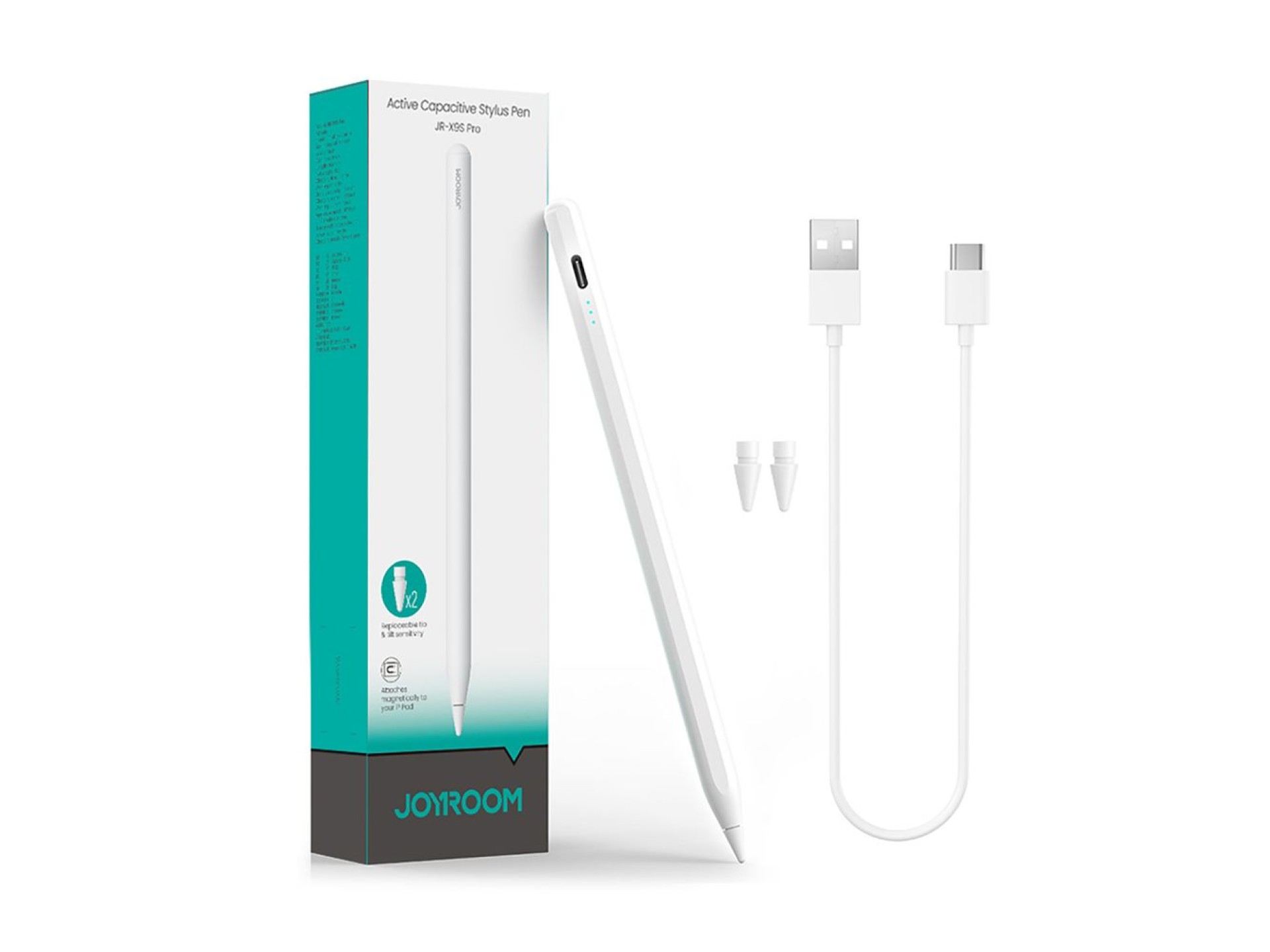 Lápiz óptico Joyroom JR-X9S Pro Active con 2 puntas intercambiables - Blanco