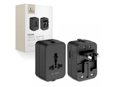 Adaptador de viaje Tech-Protect TA300 UE / Reino Unido / Australia - Negro