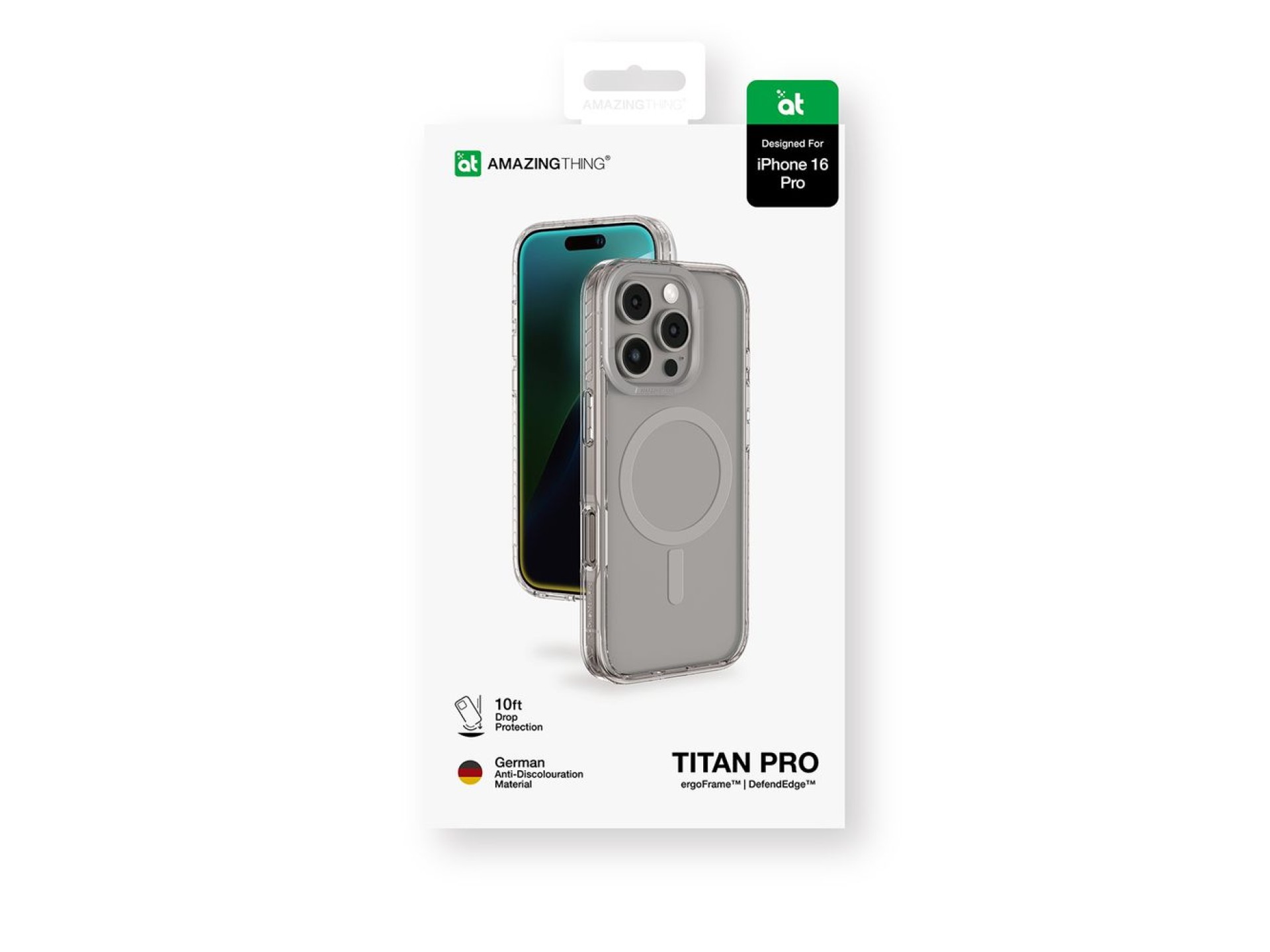 Funda AmazingThing Titan Pro Mag con anillo magnético para iPhone 16 Pro - Gris