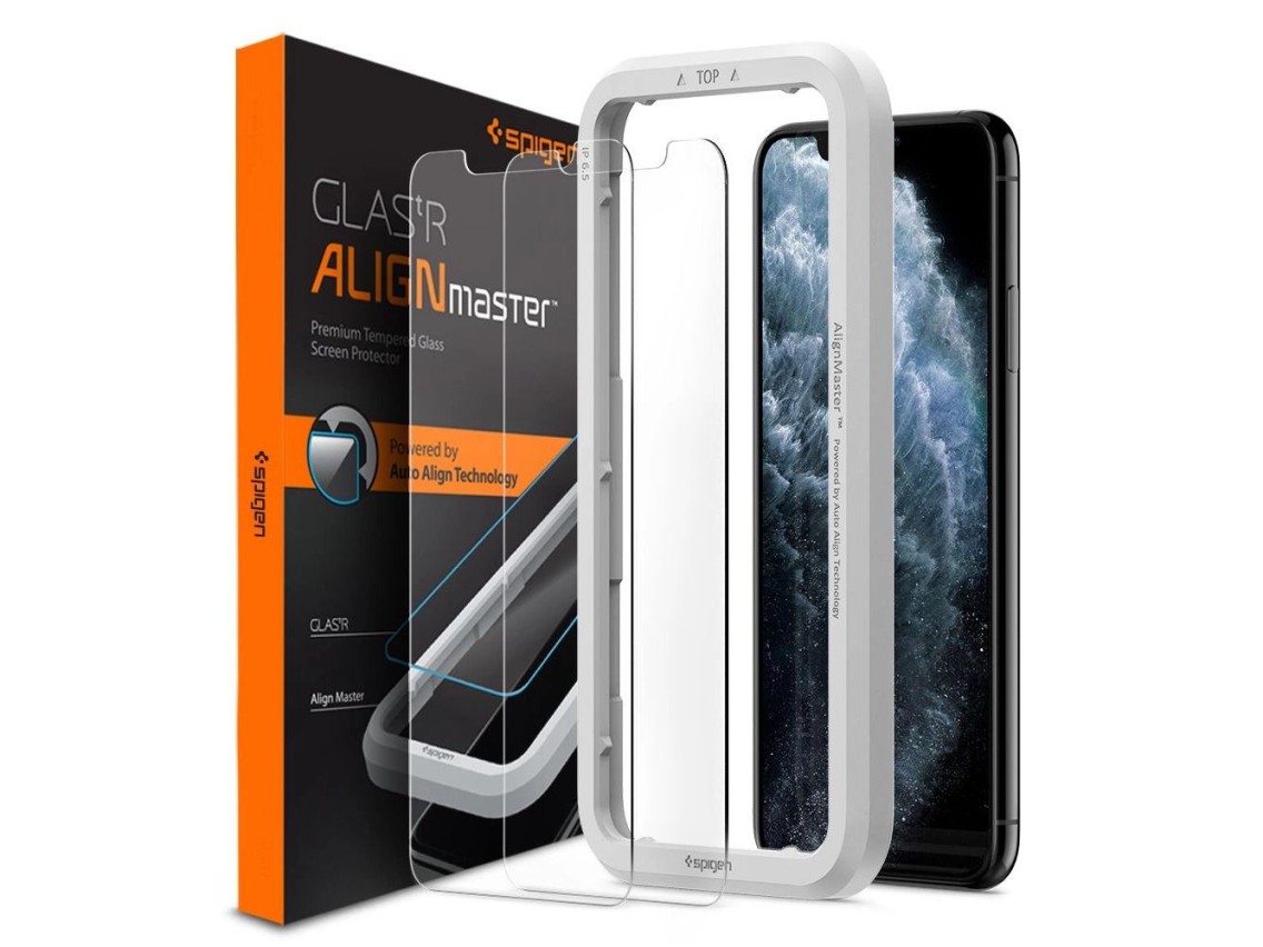 Spigen ALM Glas.tR Película de vidro temperado fina para iPhone 11 / XR - 2 unidades.