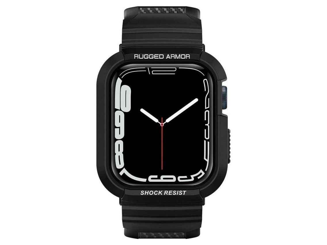 Capa Spigen Rugged Armor Pro com alça para Apple Watch 4/5/6/7/8/SE (44/45 mm) - Preta