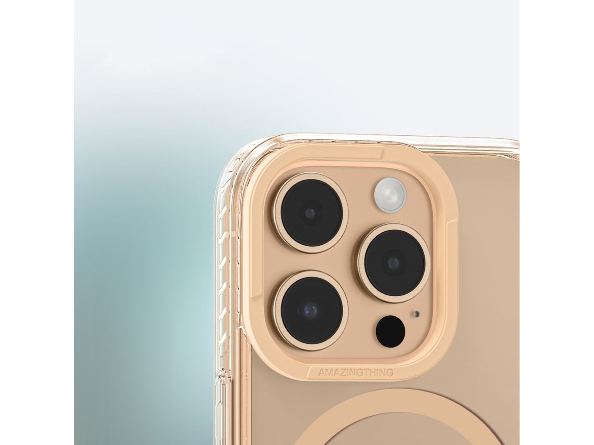 Capa AmazingThing Titan Pro Mag com anel magnético para iPhone 16 Pro Max - Ouro Rosa
