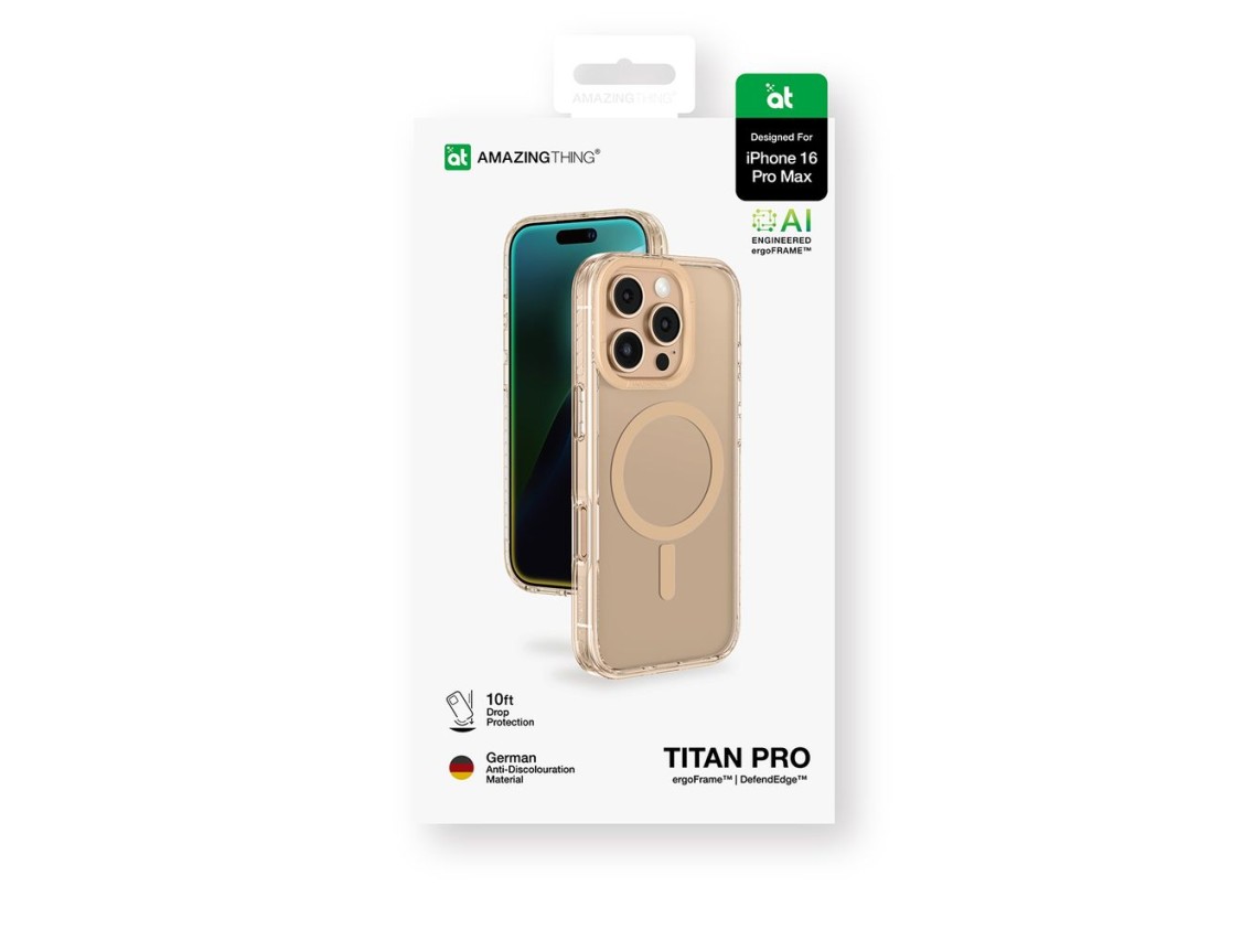 Capa AmazingThing Titan Pro Mag com anel magnético para iPhone 16 Pro Max - Ouro Rosa