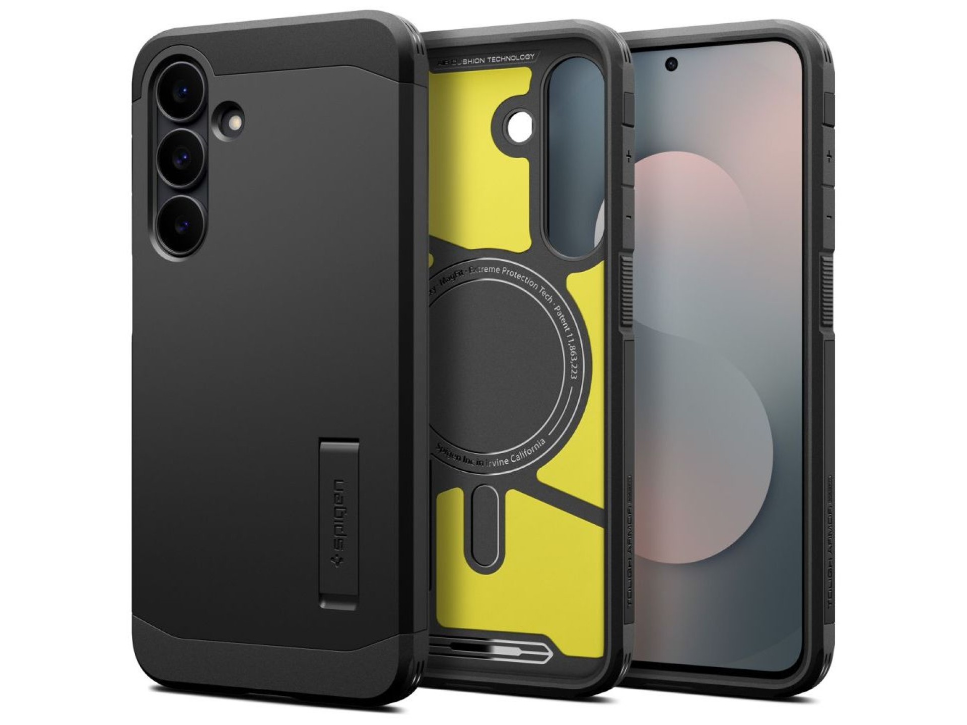Funda Spigen Tough Armor Mag MagSafe para Samsung Galaxy S25 FE - Negro y amarillo