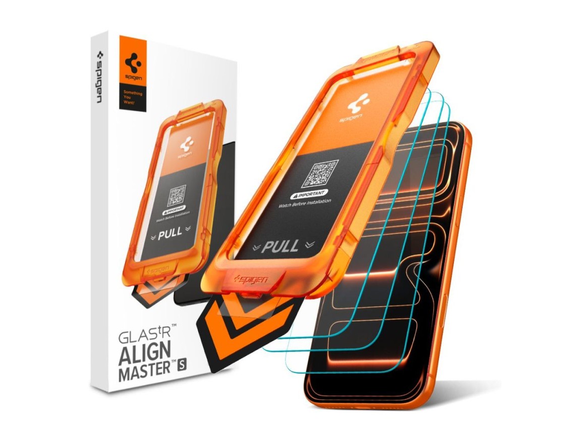 Spigen Glas.tR AlignMaster Slim Paquete de 3 protectores de pantalla de vidrio templado para iPhone
