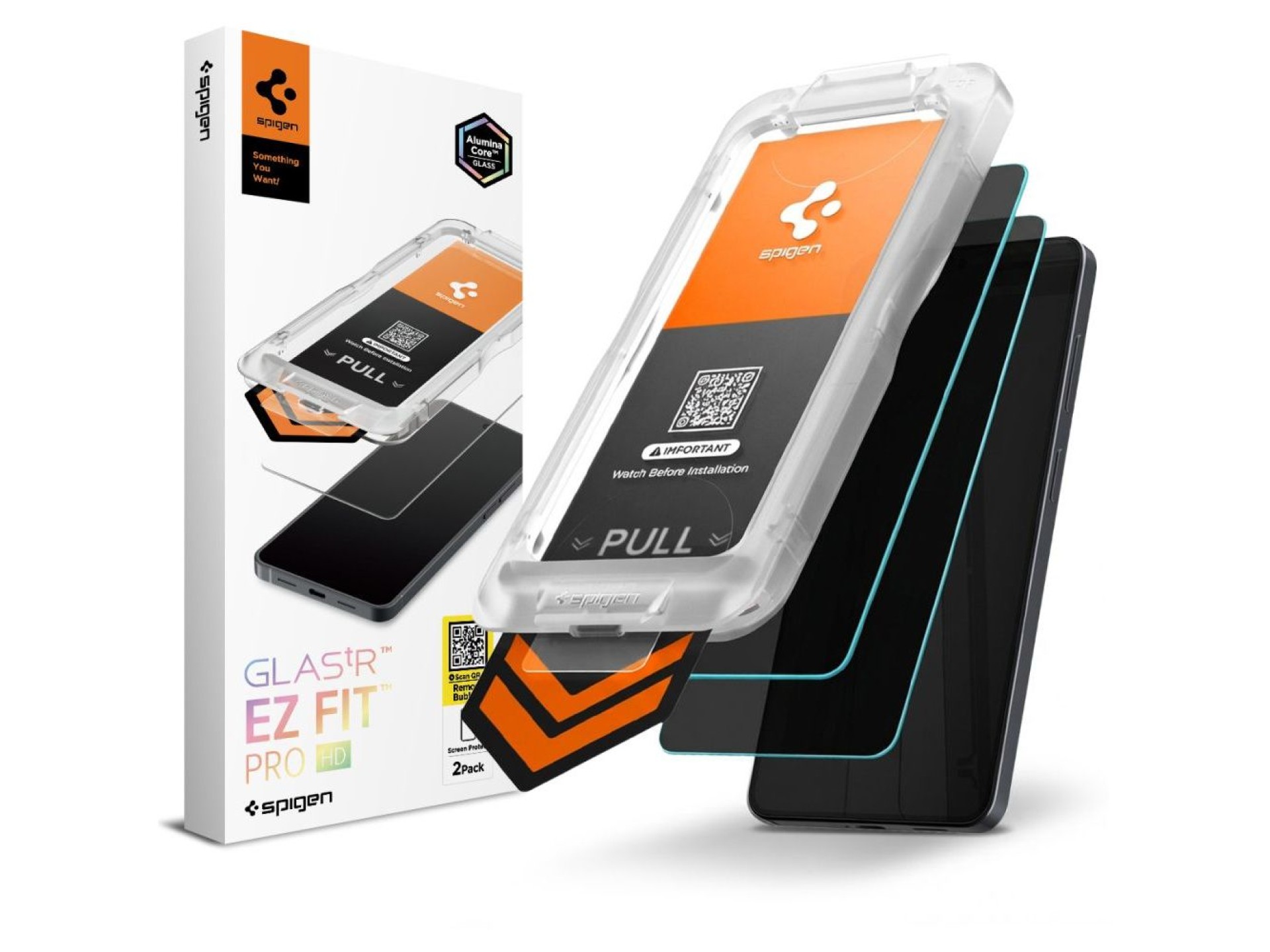 Spigen Glas.Tr Ez Fit Pro HD Privacy Glass (pacote com 2) para Samsung Galaxy S26+