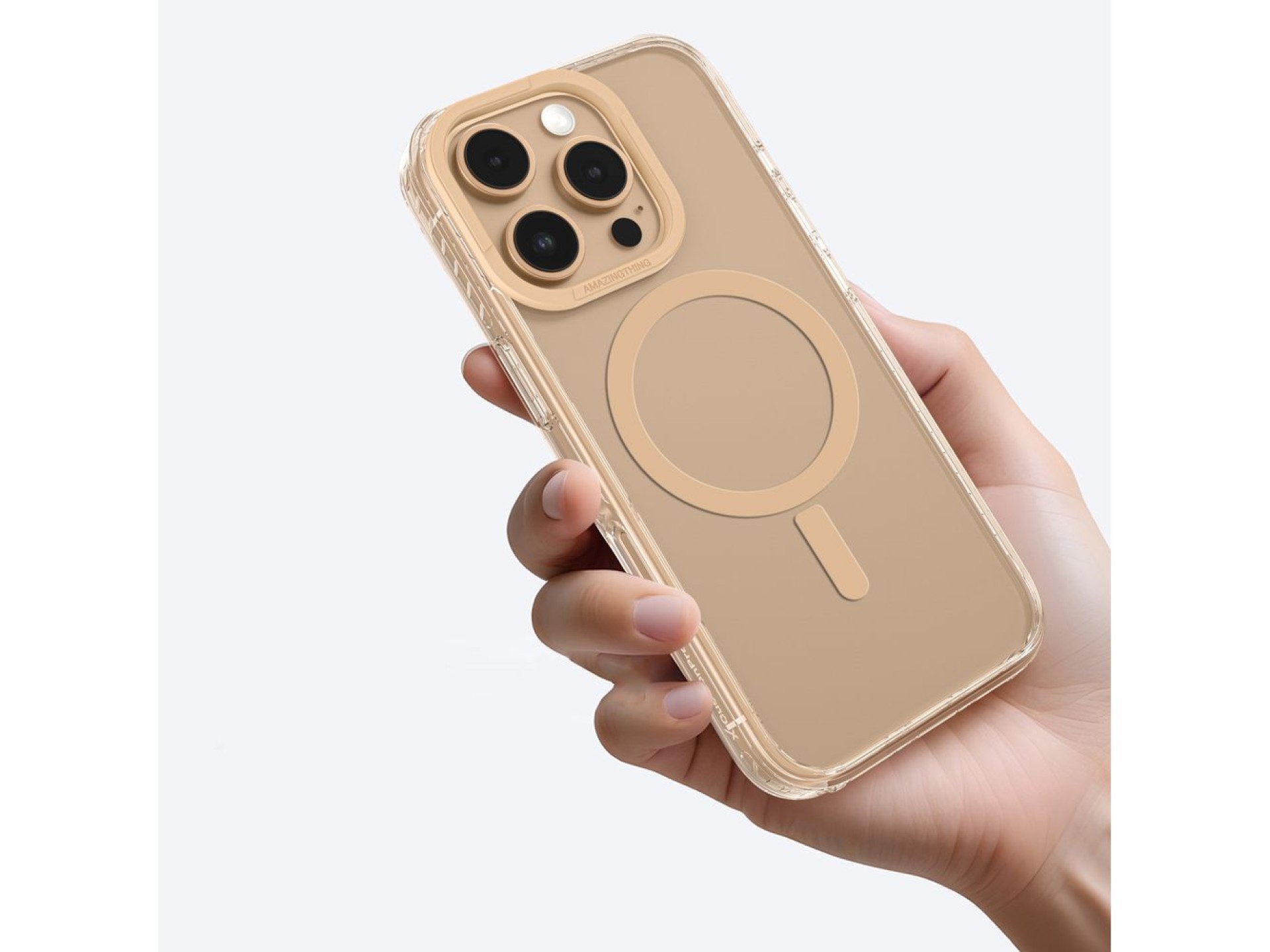 Capa AmazingThing Titan Pro Mag com anel magnético para iPhone 16 Pro - Ouro Rosa