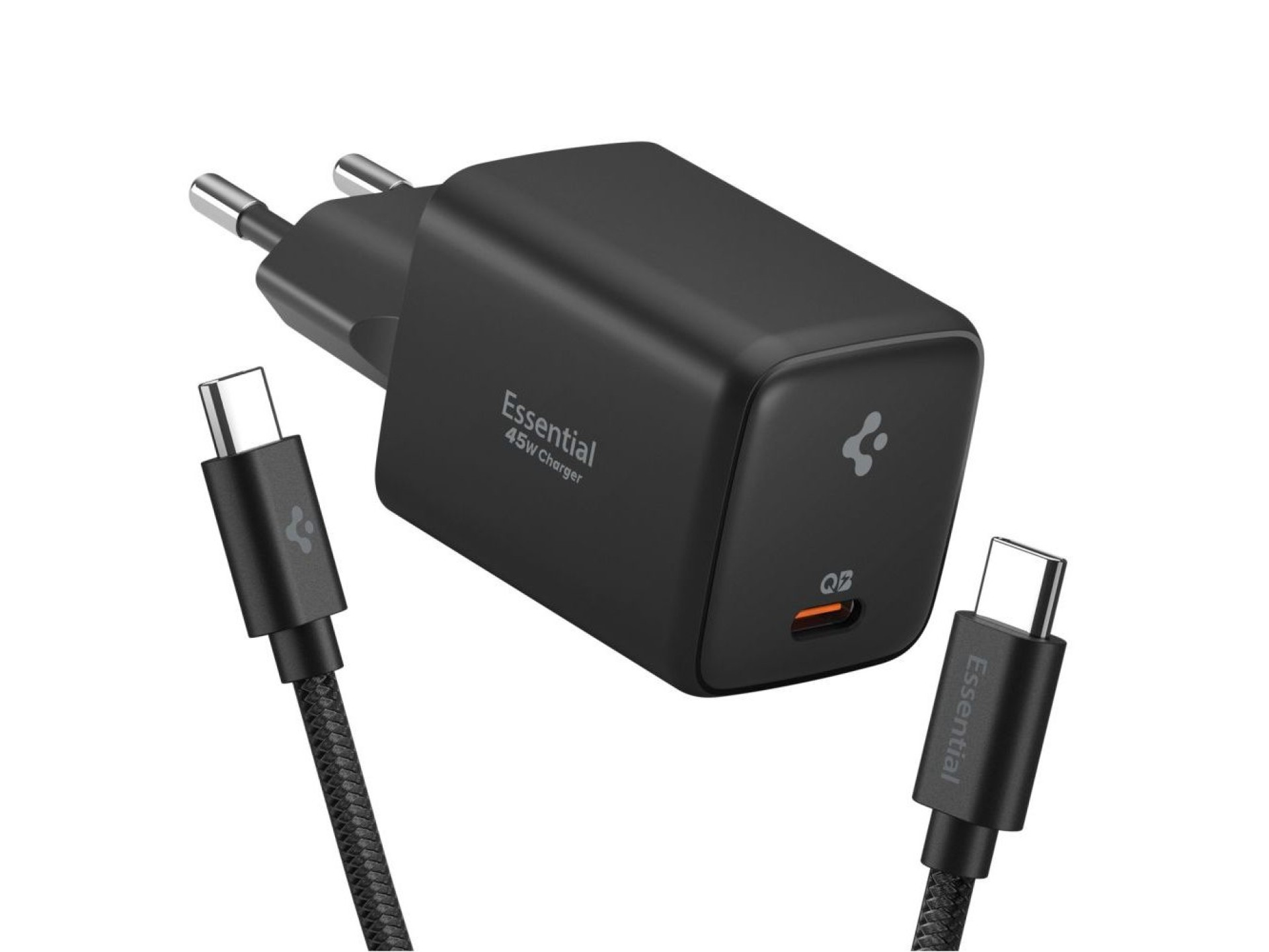 Cargador de pared Spigen EE451EU Essential USB-C de 45 W - Negro