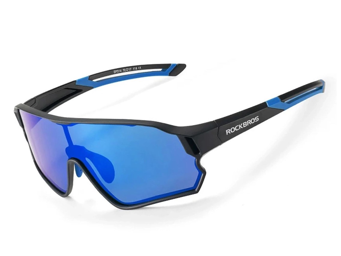 Rockbros 14110009001 Polarized Cycling Glasses for Kids 8-14 Years Old - Black and Blue